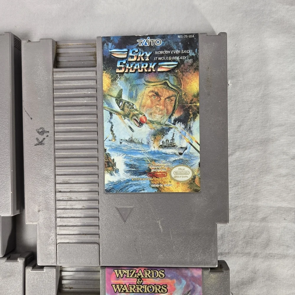Lot of 5 Nintendo NES Top Gun, Sky Shark, wizardsand Warriors, Bayou Billy, fest